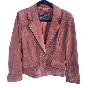 Terry Lewis Vintage Leather Suede Blazer Jacket Rust Brown Western Womens S